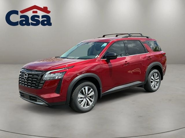 2026 Nissan Pathfinder SL in Scarlet Ember Tintcoat — front three-quarter view