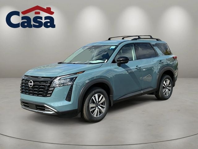 2026 Nissan Pathfinder SL in Baltic Teal — front three-quarter view